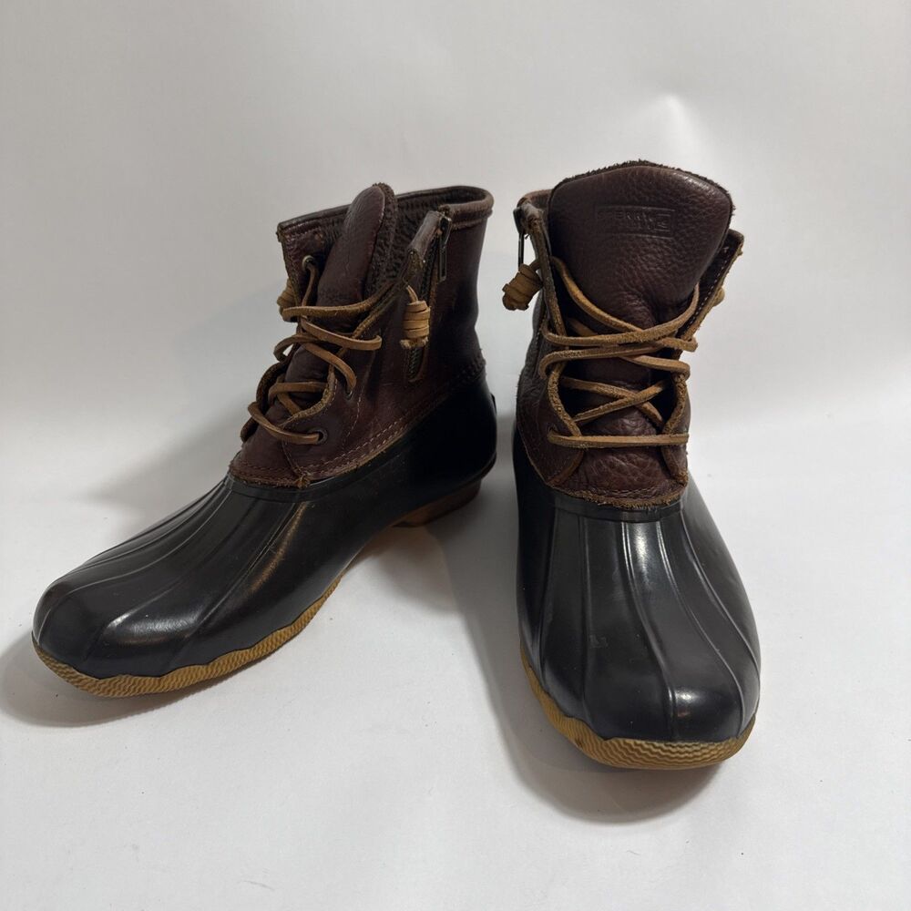 Sperry Top Sider Saltwater Brown Boots Women's US 9 Leather Rubber Duck Shoes
